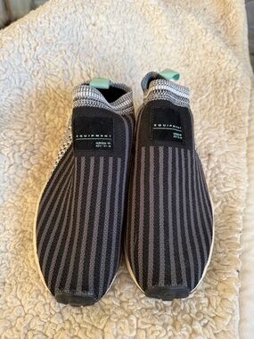adidas Equipment Slip-On Knit Sneakers in Black, Gray and Mint